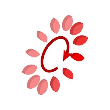 Red circle loading bar icon, isometric 3d style Stock Illustration