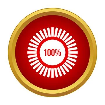 Red circle loading icon 100 percent completion Stock Illustration