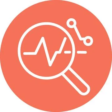 Red Circle Magnifying Glass Chart Icon Stock Illustration