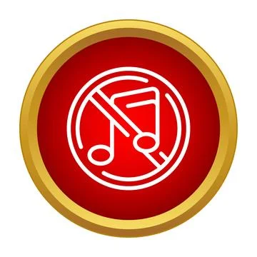 Red circle with music note crossed out Stock Illustration