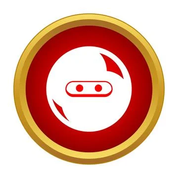 Red circle with ninja head masked face illustration Stock Illustration