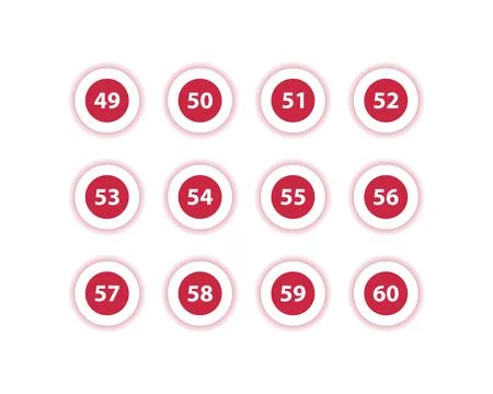 Red Circle Number Bullets in flat design style 49 to 60 Stock Illustration