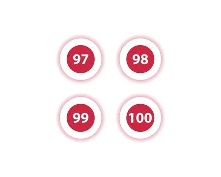 Red Circle Number Bullets in flat design style 97 to 100 Stock Illustration