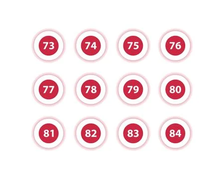Red Circle Number Bullets in flat design style 73 to 84 스톡 일러스트