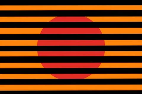 Red circle on a orange background behind a black grille Ilustración de archivo