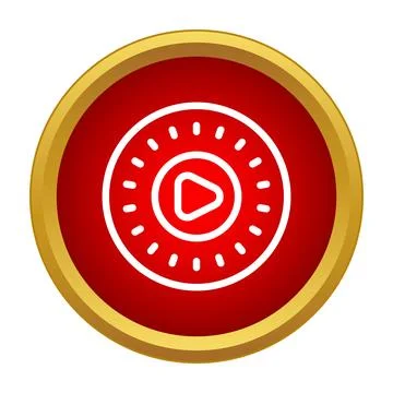 Red circle play button icon vector graphic Stock Illustration