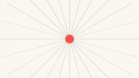 Red circle with radiating lines in clean design style Stock Illustration