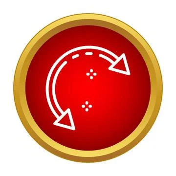 Red circle refreshing spinning arrows icon button Stock Illustration