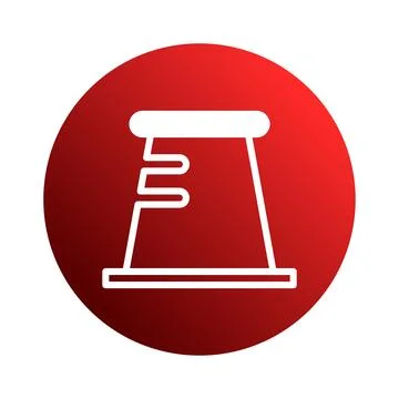 Red circle showcases a stylized white chimney icon, symbolizing industry an.. Stock Illustration