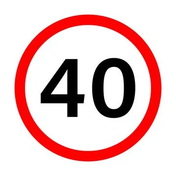 Red circle speed limit sign with black number 40 speed limit 40 traffic sign Stock Illustration