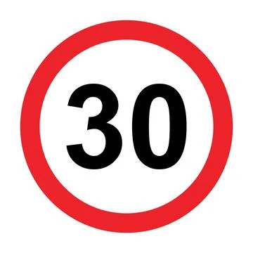 Red circle speed limit sign with number 30 speed limit sign speed limit 30 Stock Illustration