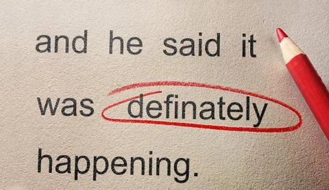 Red circle spell check Stock Photos