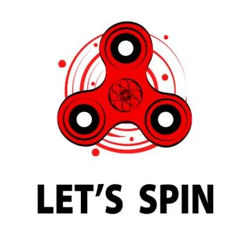 Red circle spinner and let's spin. Fidget spinner hand drawn fashion vector i Stock Illustration