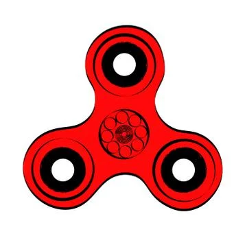 Red circle spinner on white. Fidget spinner hand drawn fashion vector illustr Stock Illustration