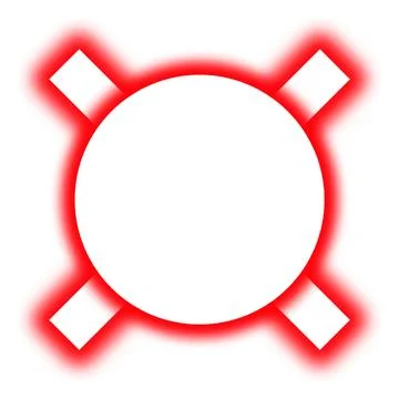 Red Circle Symbol with Crossed Elements Isolated on White Background Illustrazione stock