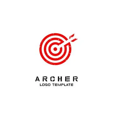 Red circle target board archer logo design illustration. Stock Illustration