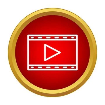 Red circle video play button icon design Stock Illustration