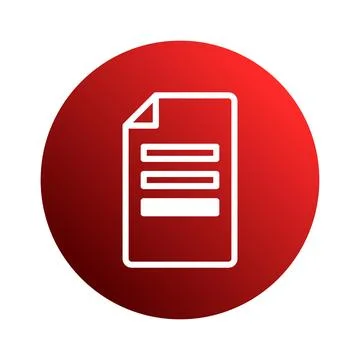 Red circle with a white document icon representing data information or file.. Stockillustratie