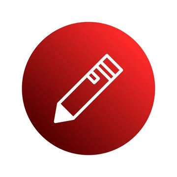 Red circle with white pencil symbol illustrates design, edit or creation pr.. Stock Illustration