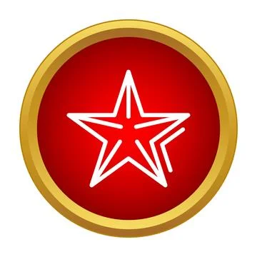Red circle with white star outline symbol Stock Illustration