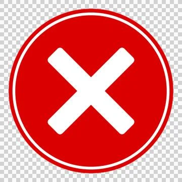 Red Circle White X Close Icon Isolated on Transparent Background Stock Illustration