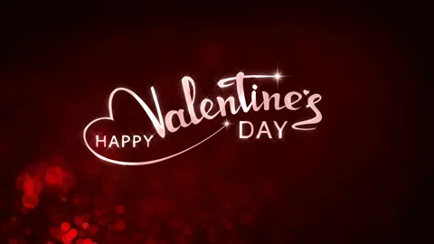 Red circles appear on the shining background with text. Valentines Day holiday Stock Footage 101659722