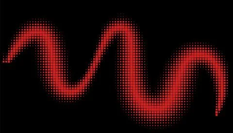 Red circles, dots on black background, halftone. Disco. Minimalism, vector... Stock Illustration