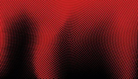 Red circles, dots on black background, halftone. Disco. Minimalism, vector... Stock Illustration