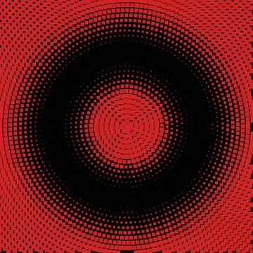 Red circles, dots on black background, halftone. Disco. Minimalism, vector... 스톡 일러스트
