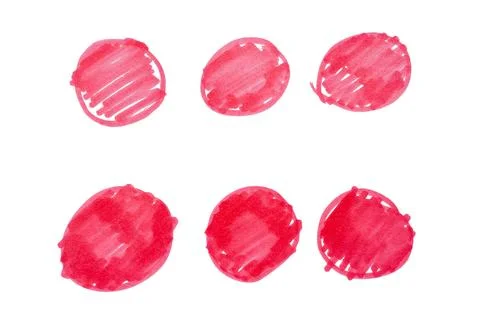 Red circles drawn with marker on white background Stock Illustration
