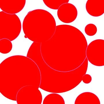 Red circles of various sizes on white background Stock Illustration