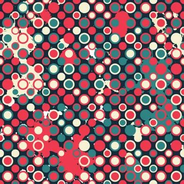 Red circless seamless pattern with blob effect Stock Illustration