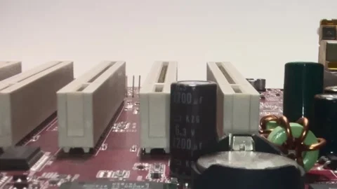 Red circuit board close-up Video stock 345398954