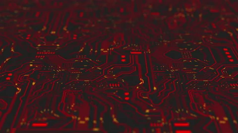 Red Circuit Board Computer Animation with Lines Stock Footage 157170518