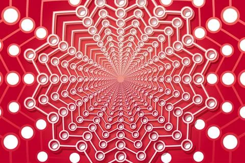 Red circuit pattern abstract radial network technology digital background 스톡 일러스트
