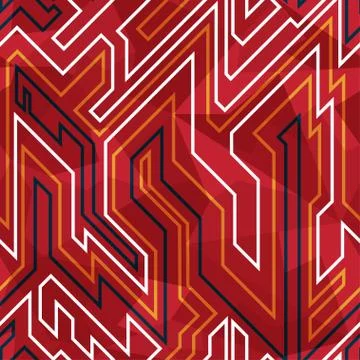 Red circuit seamless pattern Stock Illustration