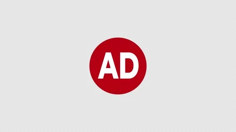 Red circular advertisement icon with white AD text on alpha channel transpa.. 스톡 동영상 336321469