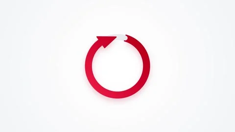 Red Circular Arrow Animation Rotating Indicating Loading Refresh or Continu.. Video stock 347067394