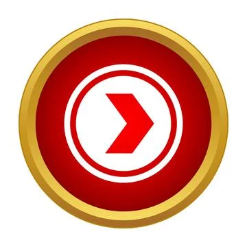 Red circular arrow button moving forward icon Illustrazione stock