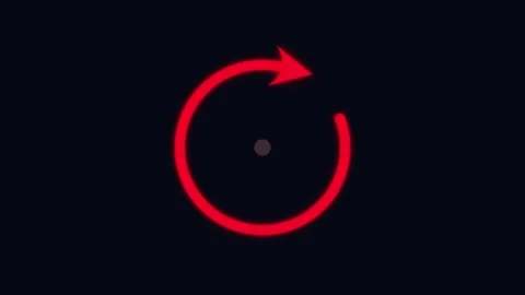 Red circular arrow. Glowing red circular arrow on black background Stock Footage 341840923