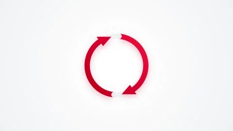 Red Circular Arrow Refresh and Reload Icon Looping Animation on a Clean Whi.. Video stock 347067456