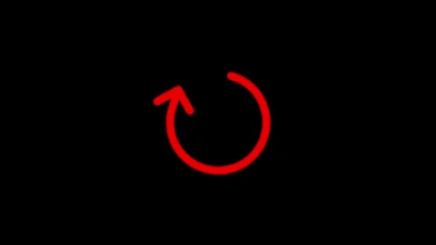 Red circular arrow rotating clockwise on black background for digital loadi.. Stock Footage 340001089
