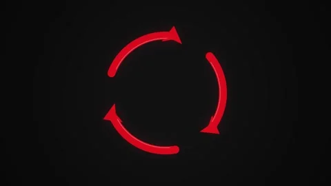 Red circular arrow. Three red circular arrows on a black background Stock Footage 341840842