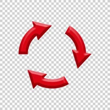 Red Circular Arrows 3D Rotation Symbol PNG 스톡 일러스트