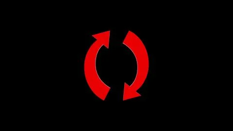 Red Circular Arrows on Black Background 스톡 사진