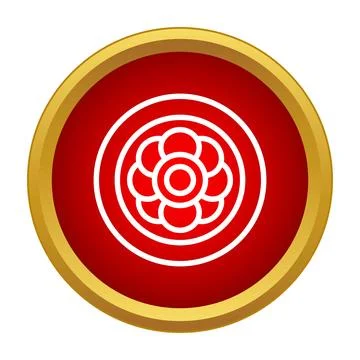 Red circular badge presenting flower icon design Stock Illustration