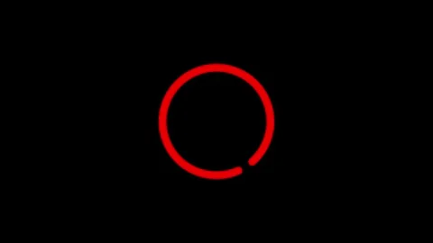 Red circular buffering icon rotating on black background for digital loadin.. Stock Footage 341229133