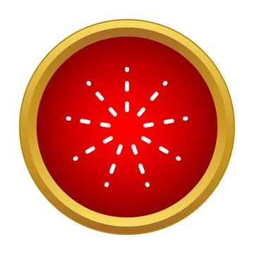 Red circular button icon showing a starburst or explosion Stock Illustration