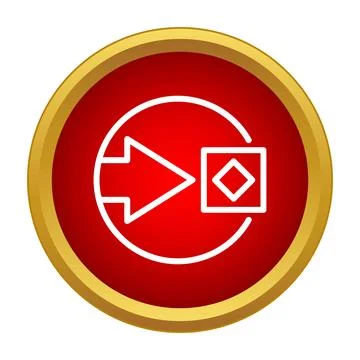 Red circular button with right arrow icon Stock Illustration