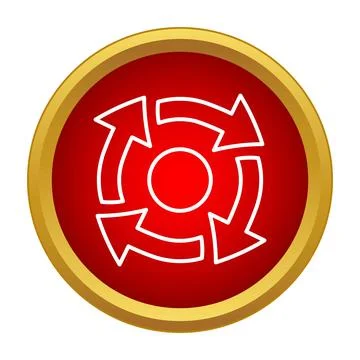 Red circular button with rotating refresh arrows Illustrazione stock